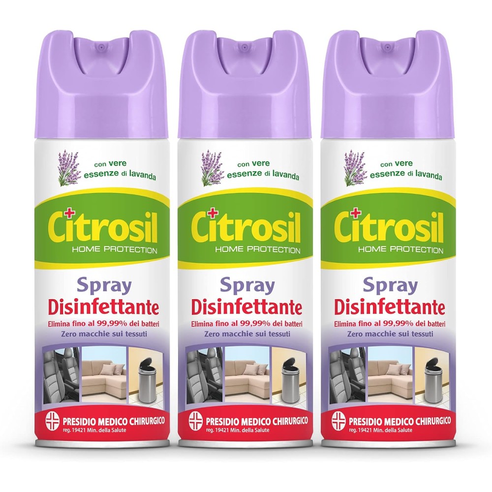 Citrosil Home Protection - Spray Disinfettante Superfici Multiuso Essenze di Lavanda 300 ml x 3 Confezioni