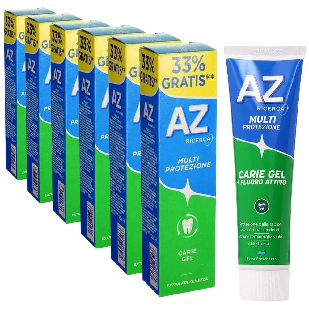 6 x Dentifricio AZ Multi Protezione Carie Gel Verde 6 Confezioni 100ml