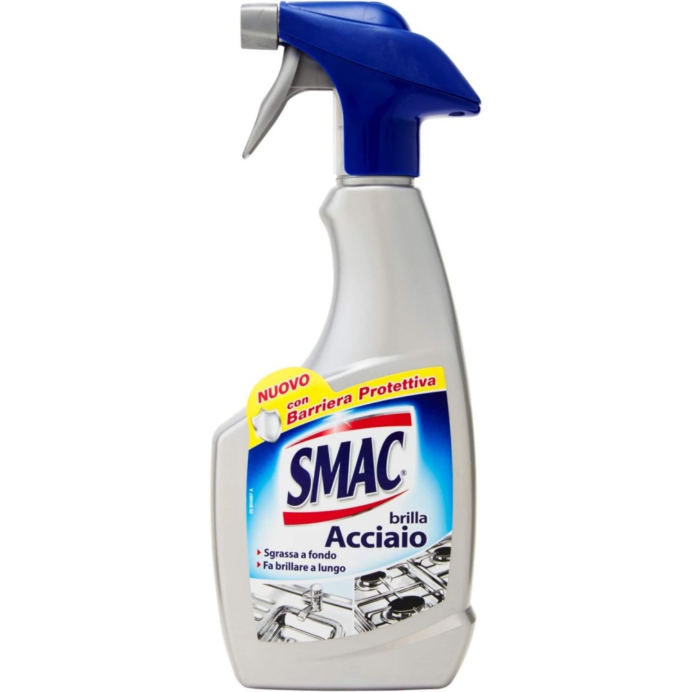 Smac - Brilla Acciaio, Detergente Spray, Azione Anticalcare e Lucidante 500 ml x 12 Pezzi