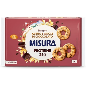 3 X Misura Protein Biscotti Frollini con Gocce di Cioccolato e Fiocchi d'Avena Ricchi di Proteine 260g