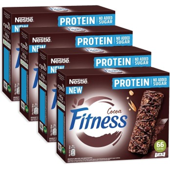 4X Nestle Fitness Protein Cocoa Barretta di Cereali al Cacao con Frumento ed Avena Integrali e Quinoa