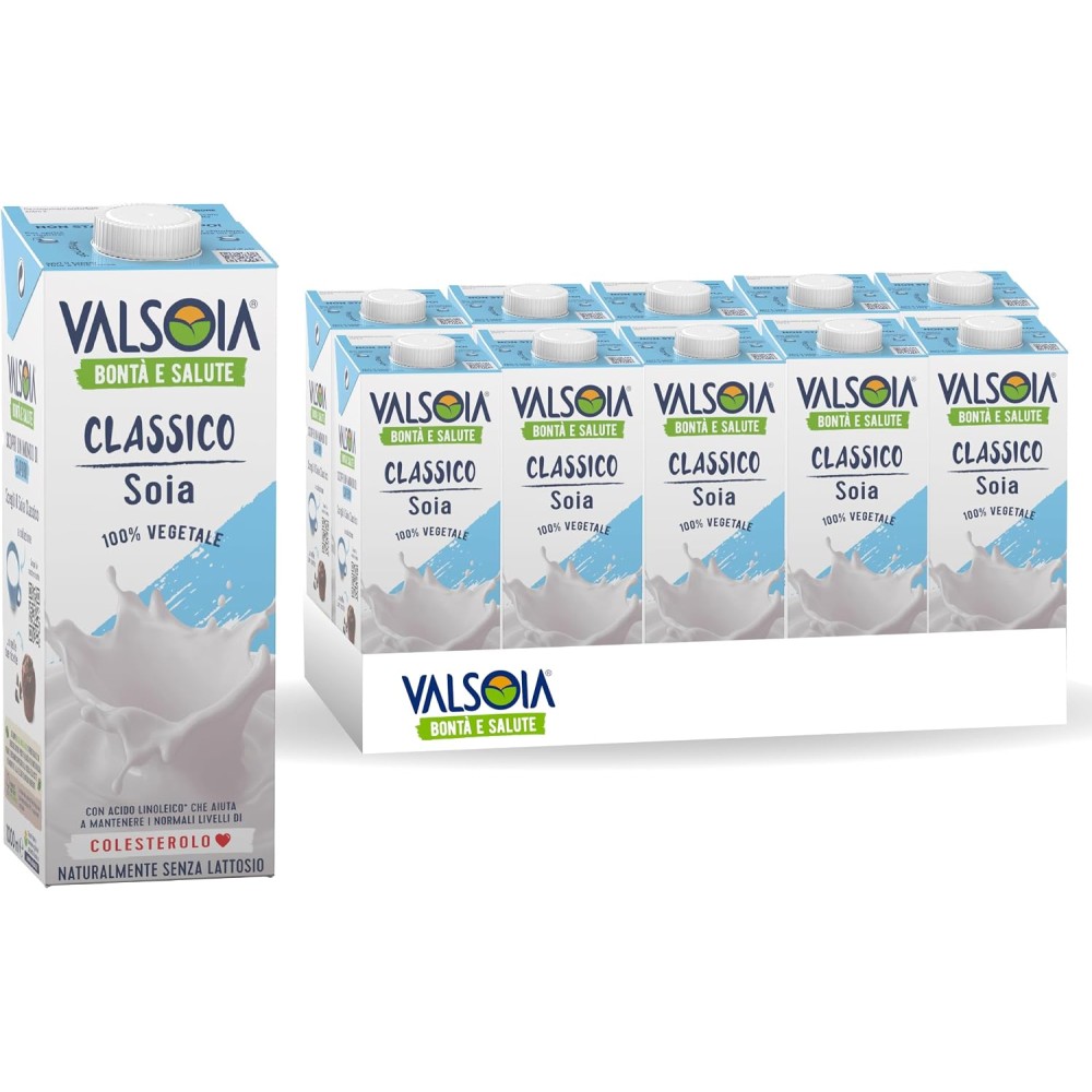 Valsoia - Bevanda Soia Gusto Classico, Box da 10 Tetra Brik da 1000 ml
