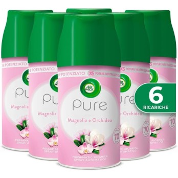 Airwick Freshmatic Ricariche Pure Magnolia e Orchidea, Profumatore per Ambiente, 250 ml, Confezione da 6