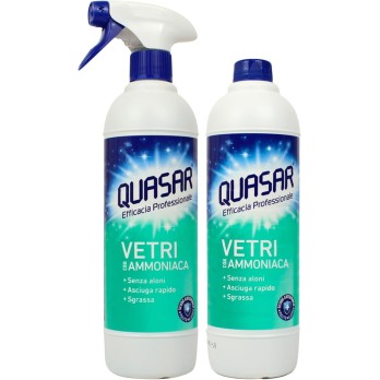 Quasar Set: Vetri con Ammoniaca 580 ml + Ricarica Vetri con Ammoniaca 580 ml