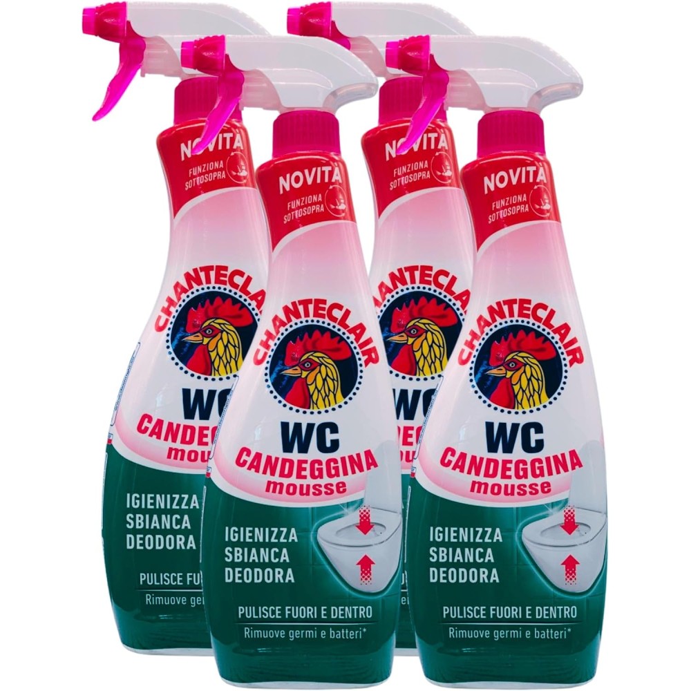Spray WC Candeggina Mousse, Deterge e Rimuove Germi e Batteri. 4pz