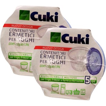 3 X Contenitori Ermetici Per Sughi Con Coperchi 200ml 5 pz