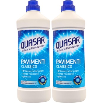 2x Quasar Detersivo PAVIMENTI CLASSICO. Con Tecnologia Asciuga Rapido, Ideale Anche Per Robot Lavapavimenti 1000ml