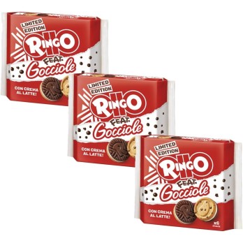 Ringo Gocciole Biscotti Farciti con Crema al Latte Multipack 27,5gx6 | 3 Confezioni da 165g