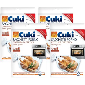 Sacchetti Forno, Cottura Senza Grassi 25x38 cm Confezione Da 8 Pezzi (4 Confezioni) | 3 Confezioni da 165g