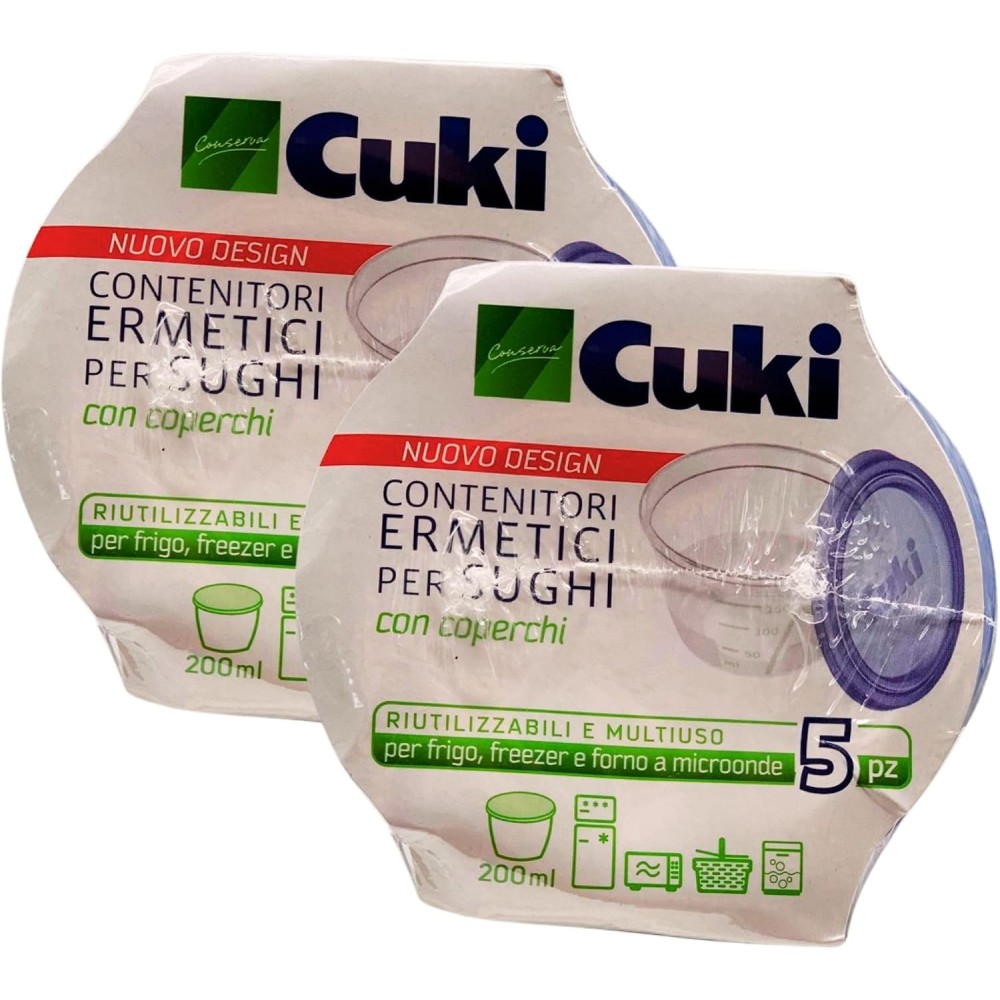 4 X Contenitori Ermetici Per Sughi Con Coperchi 200ml 5 pz