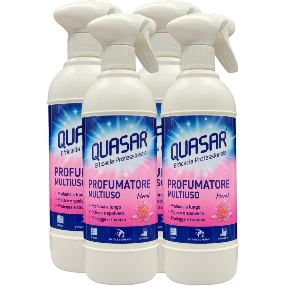 Quasar Spray PROFUMATORE MULTIUSO Profuma a Lungo 500ml 4 Spray, FLORAL