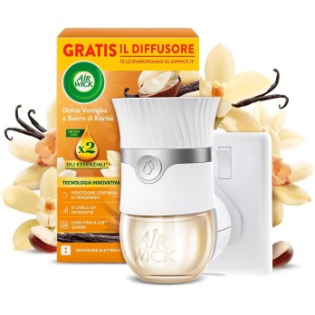 Air Wick Diffusore Elettrico di Oli Essenziali 1 Diffusore completo gadget, 1 Ricarica Dolce Vaniglia e Burro di Karitè