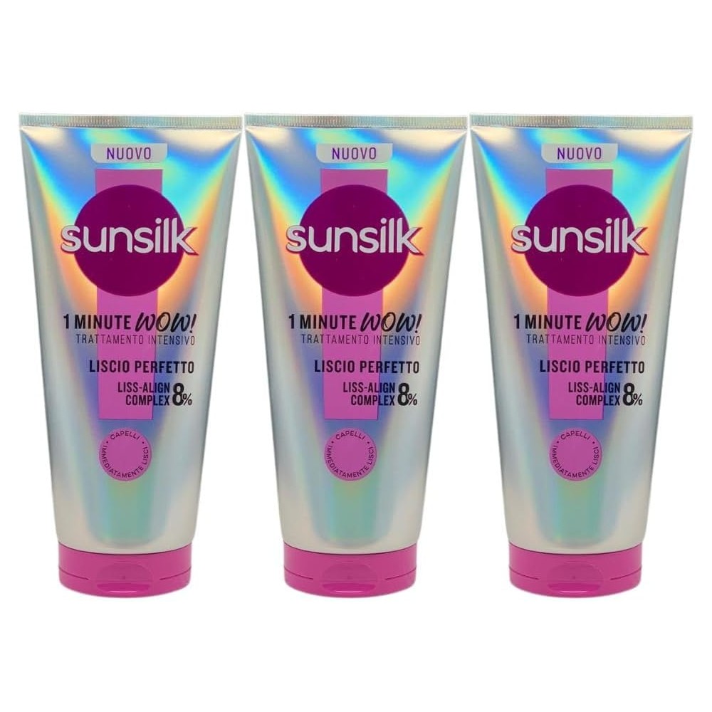 Sunsilk Trattamento Intensivo 1 Minute Wow Liscio Perfetto Maschera per Capelli Olio di Argan - 3 Flaconi da 180ml