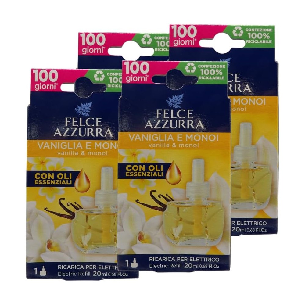 2 X Felce Azzurra Ricarica Per Diffusore Elettrico VANIGLIA e MONOI 20ml