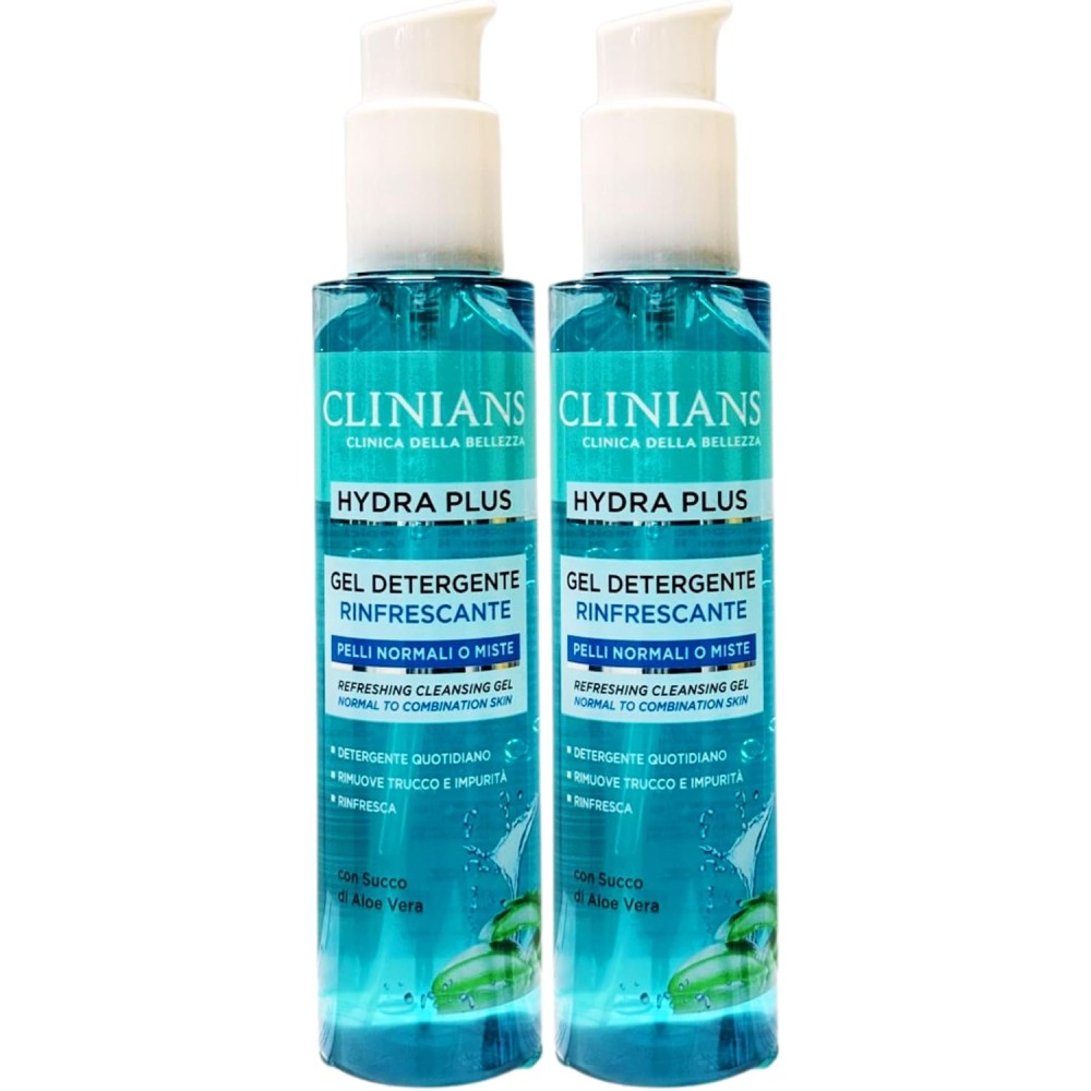 2 Clinians Gel Detergente RINFRESCANTE Hydra Plus Succo Di Aloe Vera 150ml