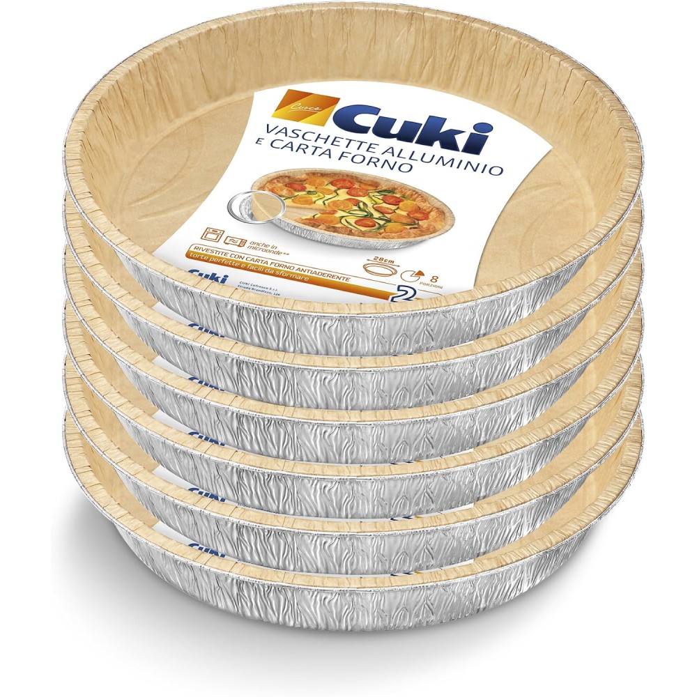 Cuki Vaschette in Alluminio e Carta Forno, 8 Porzioni, 6 Conf. Da 2 Pezzi
