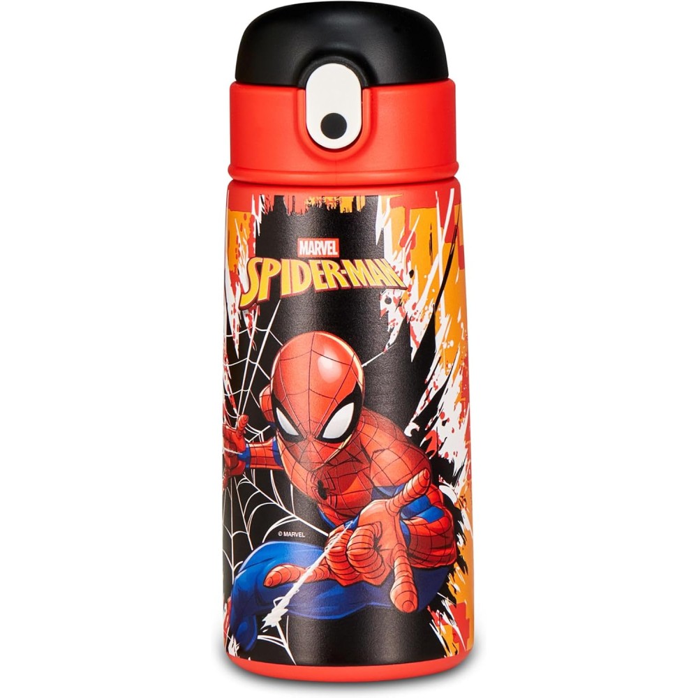 Seven Borraccia Kid Spiderman, Blu, 460 ml, Acciaio Inox, BPA free, Ermetica,