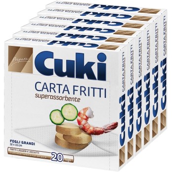 Cuki Carta Fritti Superassorbente, fogli 32x33cm, 6 Confezioni da 20 Fogli
