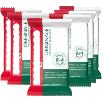Salviette Borotalco Anti-Odore, Deo-Salviette Confezione da 12 Pezzi (72 Salviette, 6 Confezioni)