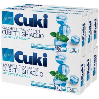 Cuki Sacchetti Ghiaccio, 280 Cubetti, 6 Confezione da 10 Pezzi, Plastic