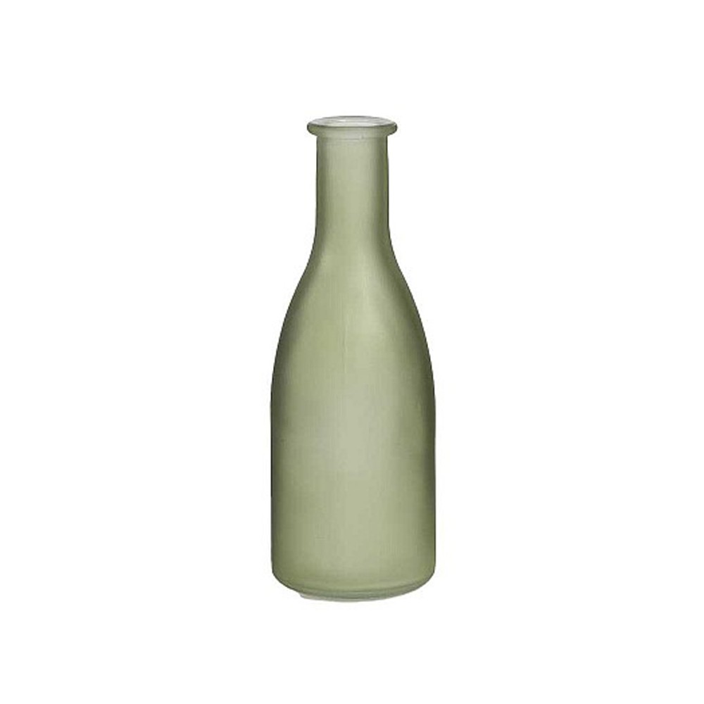 Bottiglia ad imbuto verde satinato dia 6,5 h 18,5 cm BT04/18S36