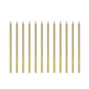 Candeline di compleanno oro 14 cm 12 pz SCD-4-019