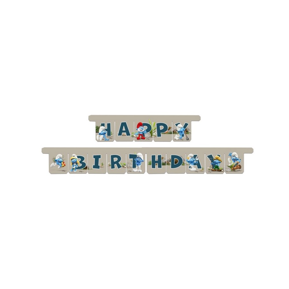 festone happy birthday I Puffi  810402 3 metri