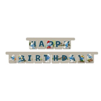 festone happy birthday I Puffi  810402 3 metri