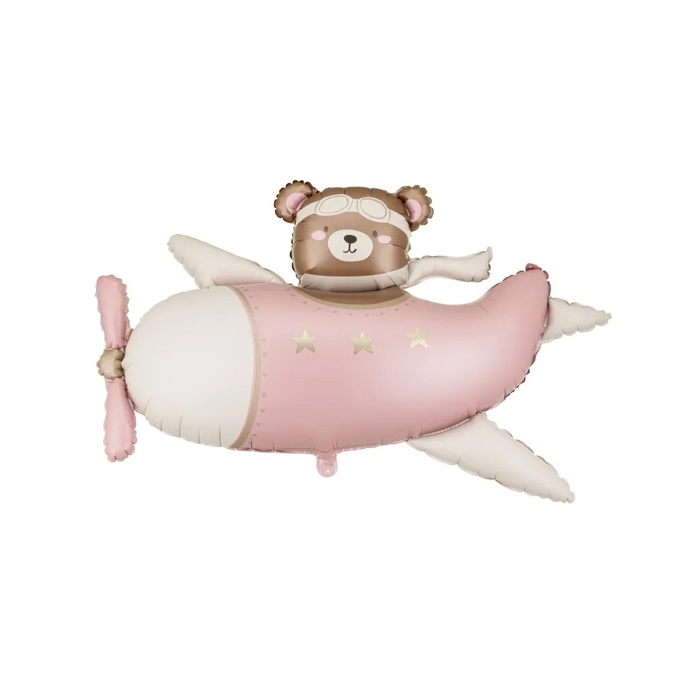 Palloncino in foil Orsetto su aereo 94x61 cm rosa FB383-081J