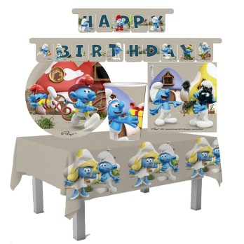 Kit 24 Persone Puffi con ghirlanda