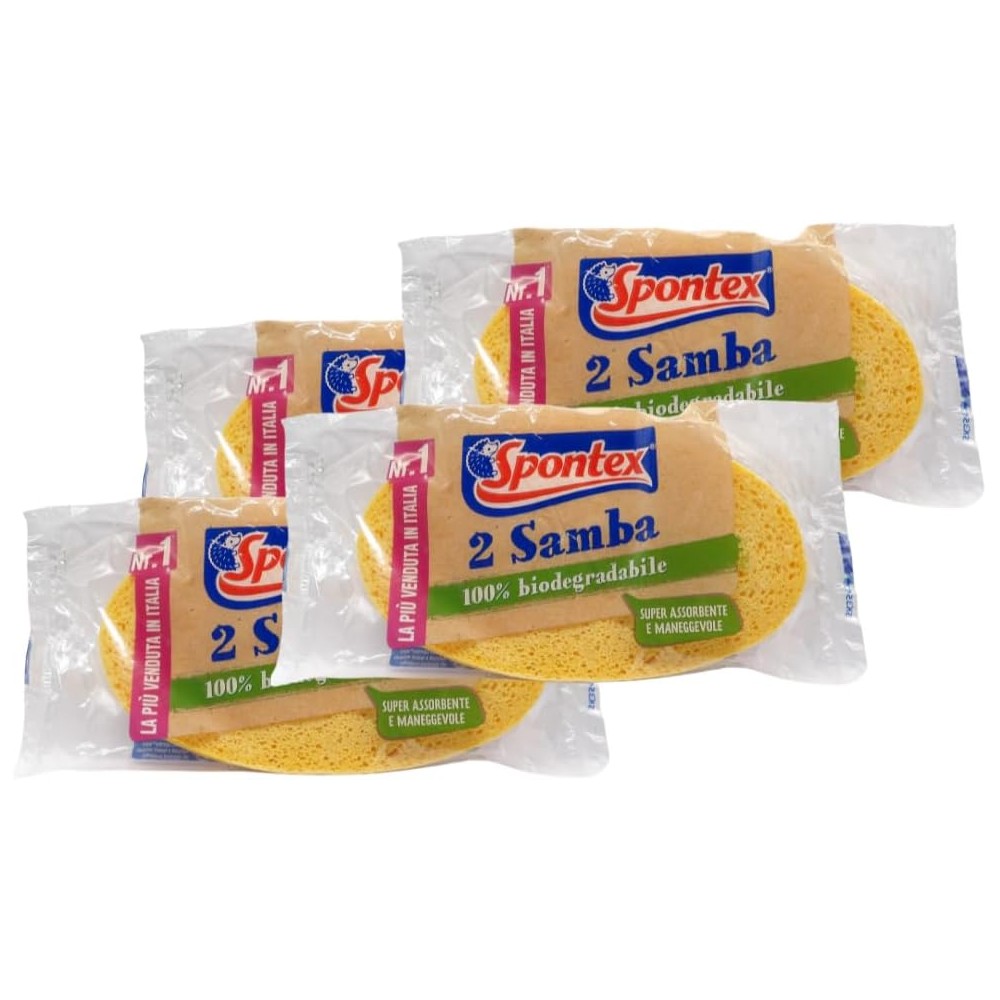 Spugna Vegetale 2 SAMBA 100% Biodegradabile Grande Praticità Confezione Da 2 Spugne 3 Confezioni