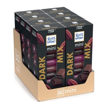 RITTER SPORT Mini Tower Dark Mix, 7 Mini Tavolette, 8 Astucci x 116g