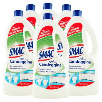 Smac - Detergente Gel Multisuperficie con Candeggina, Azione Igienizzante e Sgrassante, con Agenti Sbiancanti, 850 ml x 6 Pezzi