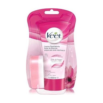 Veet Crema Depilatoria Sotto La Doccia Silk e Fresh Technology Pelli Normali, 150ml