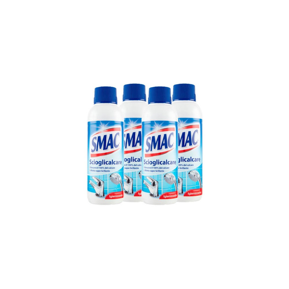 Smac - Scioglicalcare Gel, Detergente Anticalcare Bagno, Azione Igienizzante e Brillantezza, 500 ml x 4 Pezzi