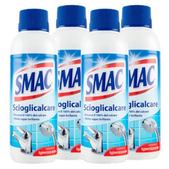 Smac - Scioglicalcare Gel, Detergente Anticalcare Bagno, Azione Igienizzante e Brillantezza, 500 ml x 4 Pezzi
