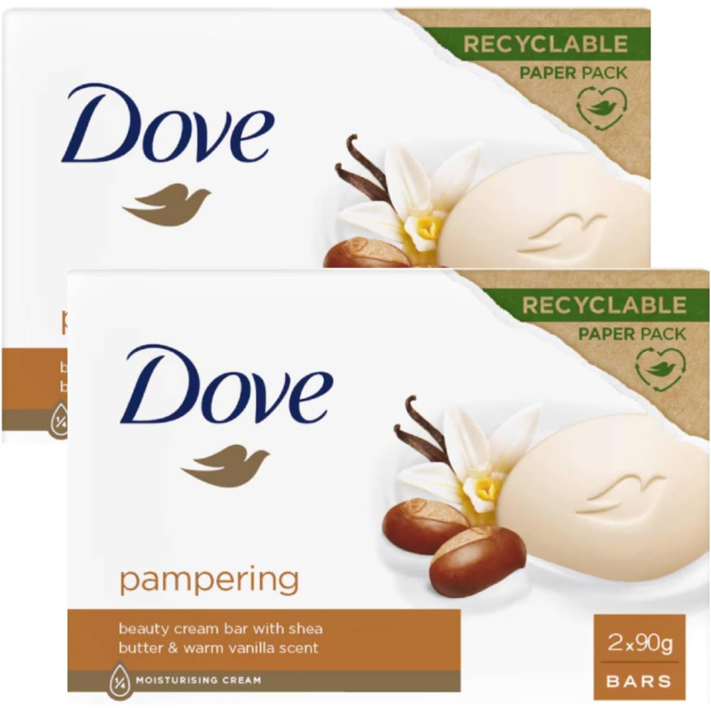 Dove Beauty Cream Bar Coccole Saponetta Solida Idratante Alla Vaniglia E Burro Di Karitè 3X90 Gr 2 Unità
