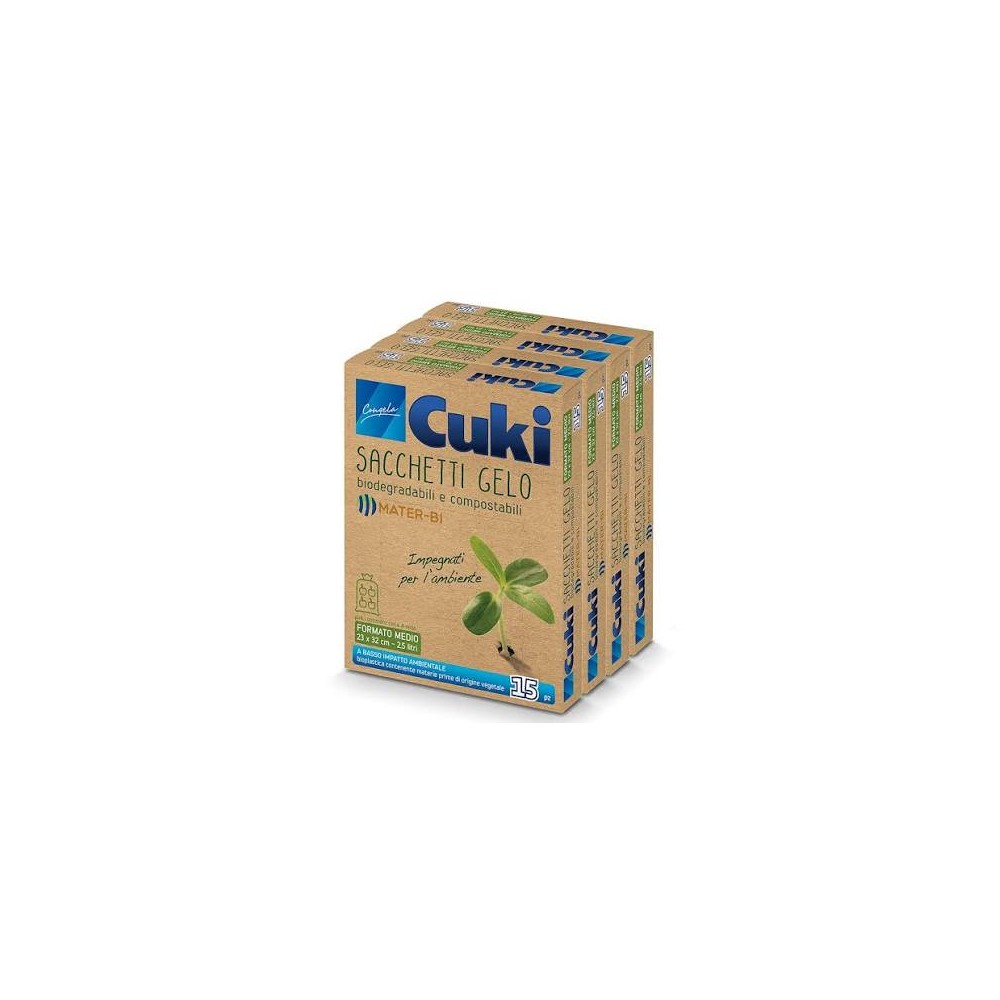 Cuki Sacchetti Gelo in MATER-BI - 23 x 32 cm - 2,5 L - 60 pz, 4 Confezioni