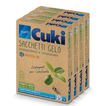 Cuki Sacchetti Gelo in MATER-BI - 23 x 32 cm - 2,5 L - 60 pz, 4 Confezioni