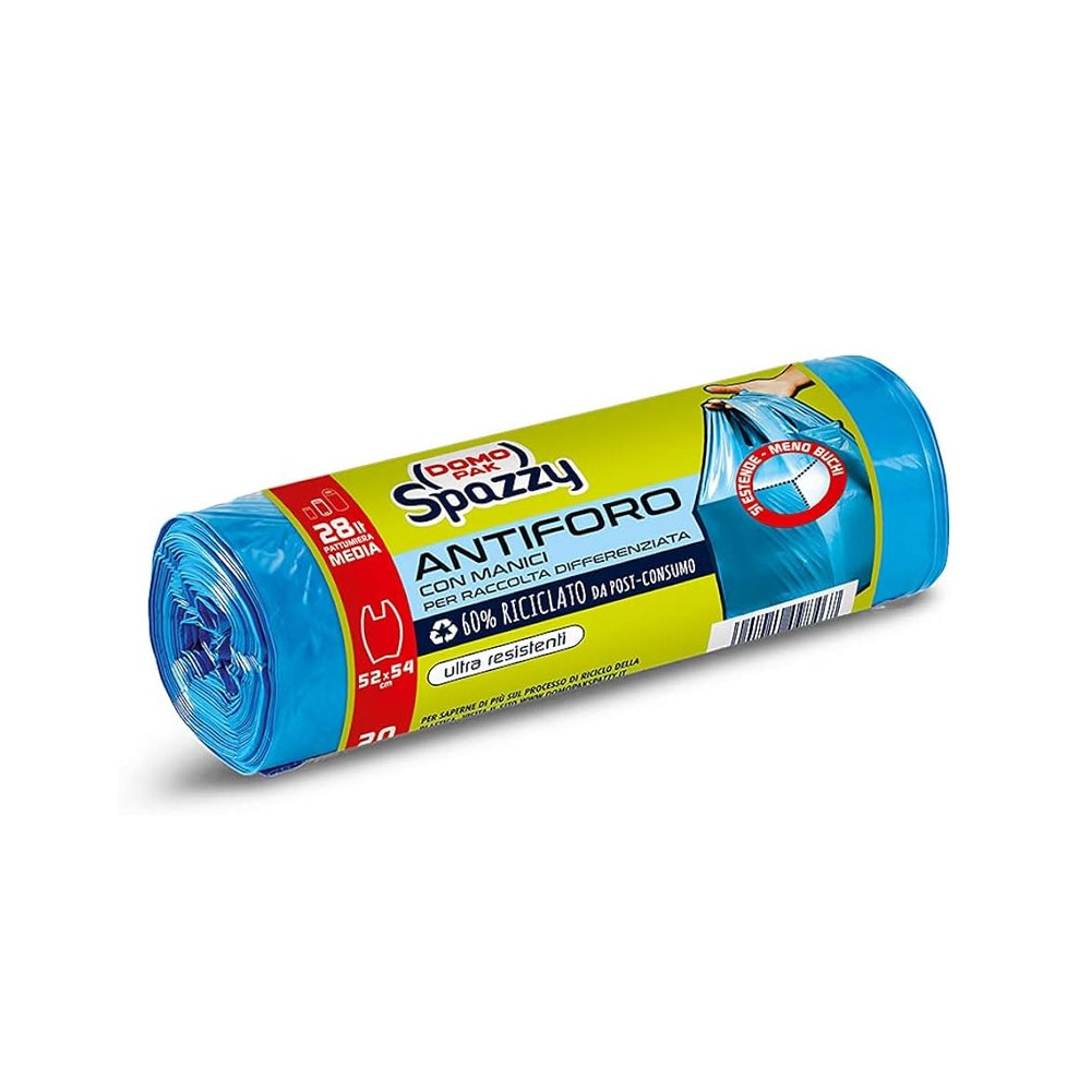 Domopak Spazzy Sacchi Nettezza Antiforo con manici 28 lt 120 pz