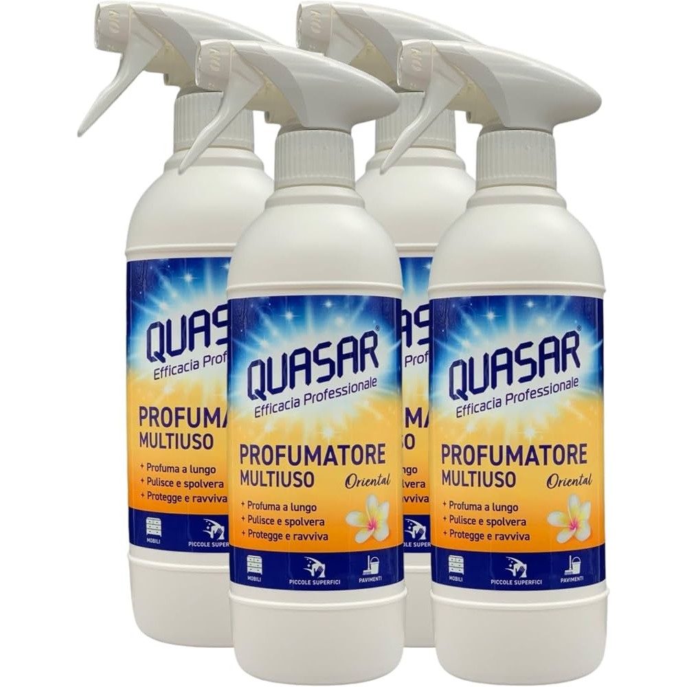 Quasar Spray PROFUMATORE MULTIUSO Profuma a Lungo, Pulisce e Spolvera 500ml (2 Spray ORIENTAL