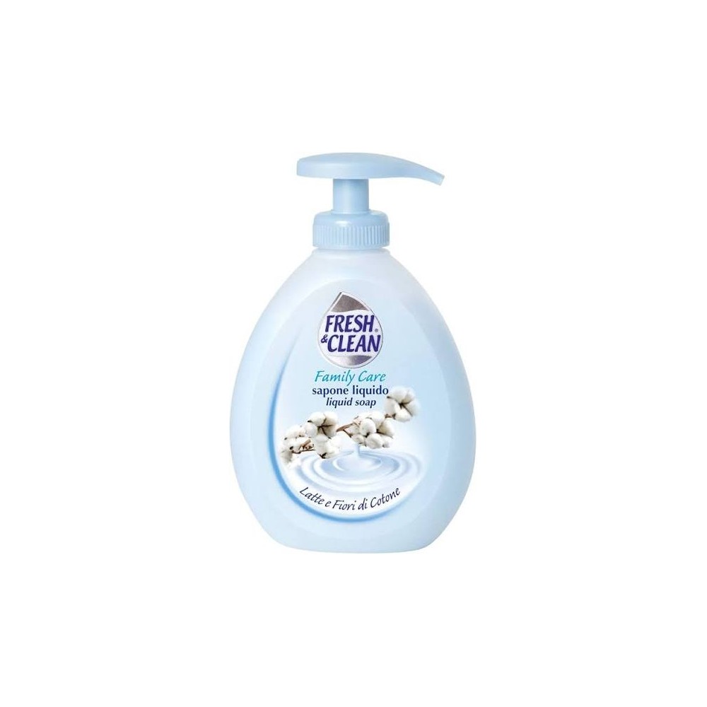 12 x FRESH & CLEAN sapone liquido 300ml. latte e fiori di cotone