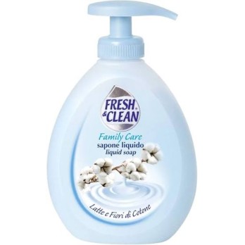 12 x FRESH & CLEAN sapone liquido 300ml. latte e fiori di cotone