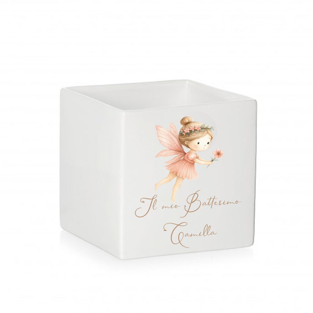 Vaso cubo Battesimo fatina personalizzabile - 6 pz