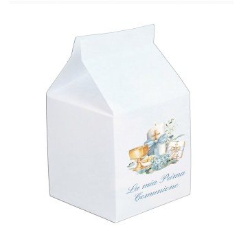 Scatolina Milk portaconfetti Prima comunione calice celeste - 50 pz