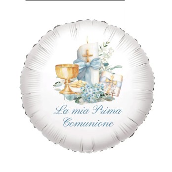 Palloncino foil Comunione calice celeste personalizzabile