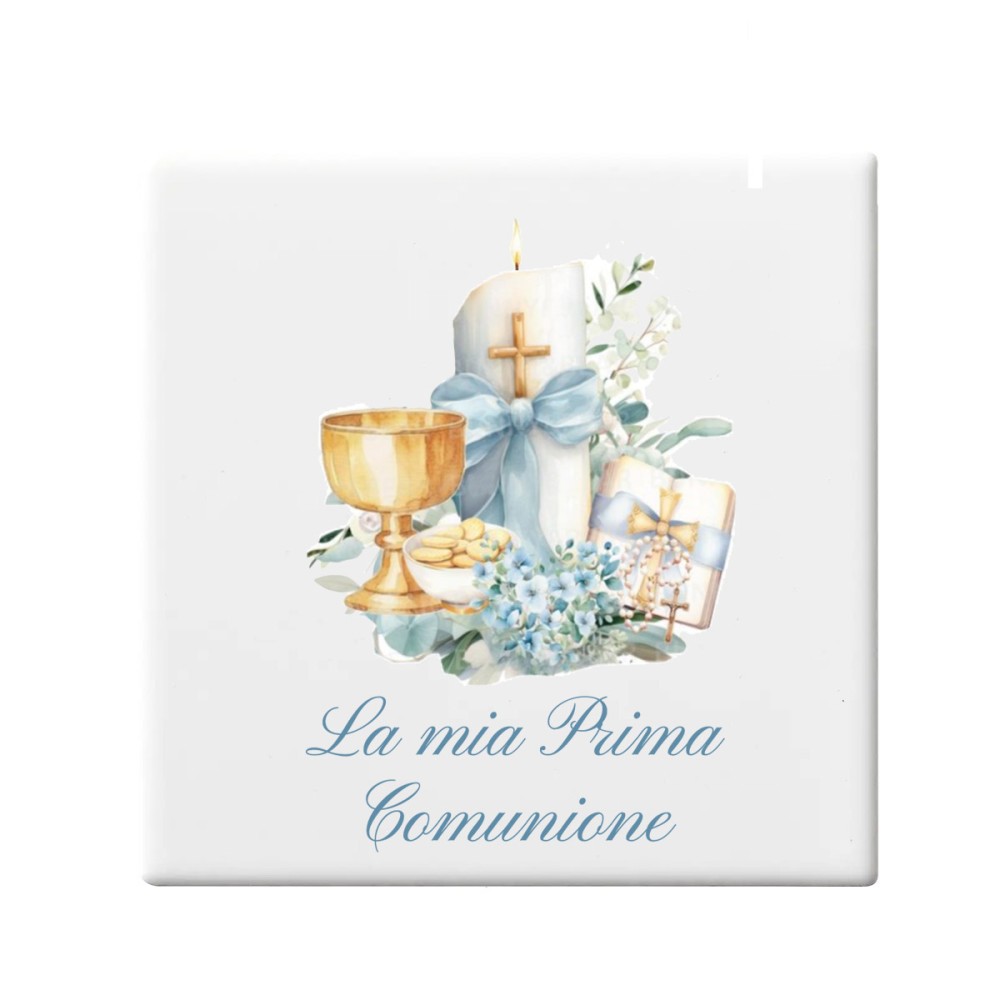Mattonella magnete Comunione Calice celeste Personalizzabile - 10 pz