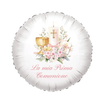 Palloncino foil Comunione calice rosa personalizzabile