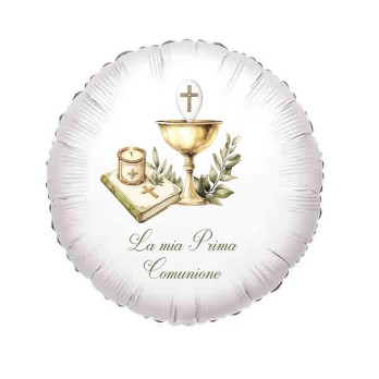 Palloncino foil Comunione calice verde personalizzabile