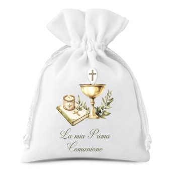 Sacchetti prima comunione calice verde personalizzabili - 30 pz